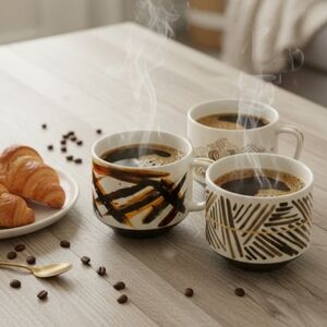 Starbucks 2014 Artisan Series New Bone China Mugs Set of 3 Neutral Boho